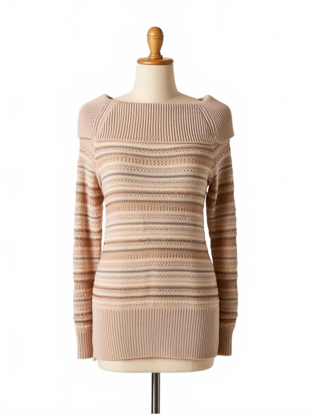 White House Black Market Beige Knit Sweater, Size M